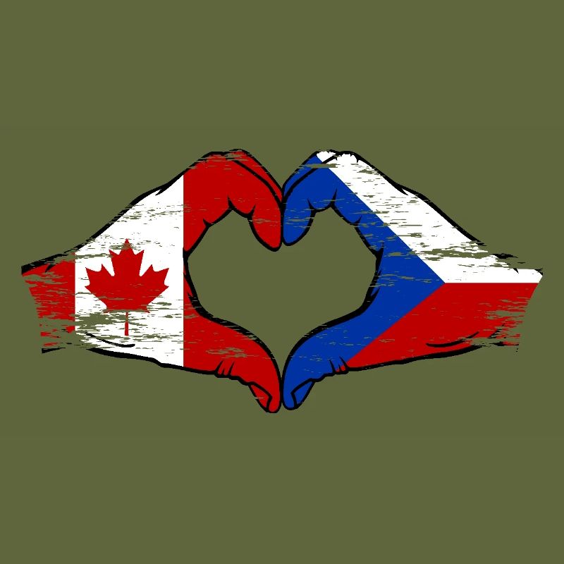 Canada République tchèque drapeau mains forme de coeur utilisé