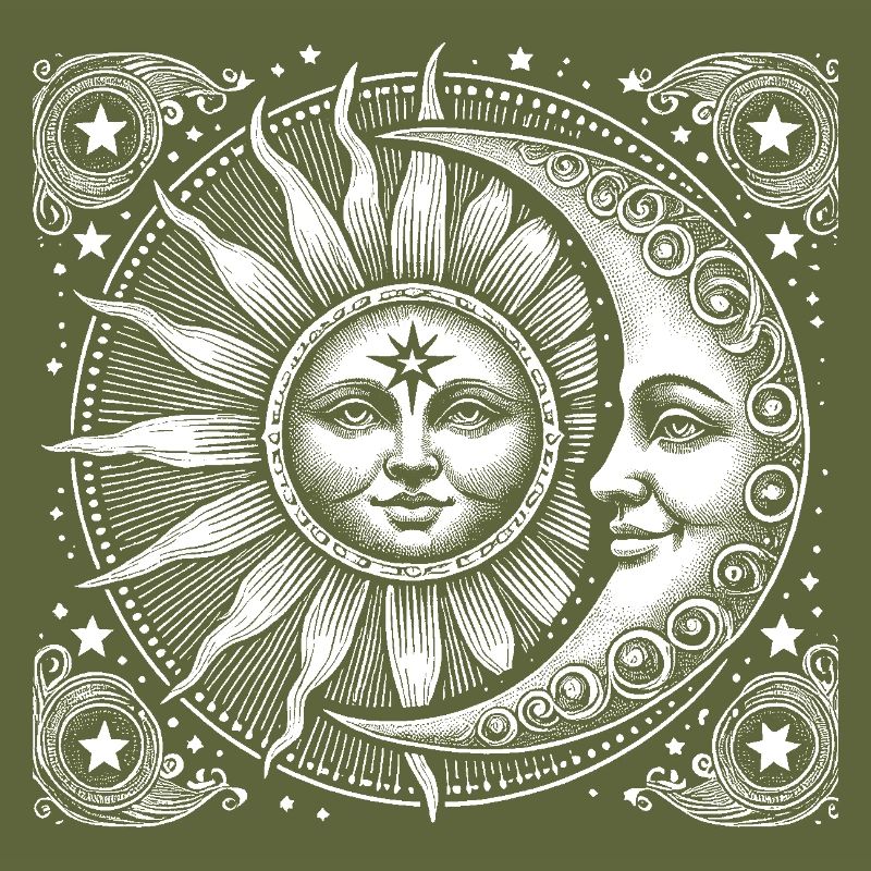 Soleil et lune avec visage