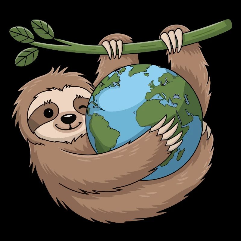 Caring Sloth Hugging Earth