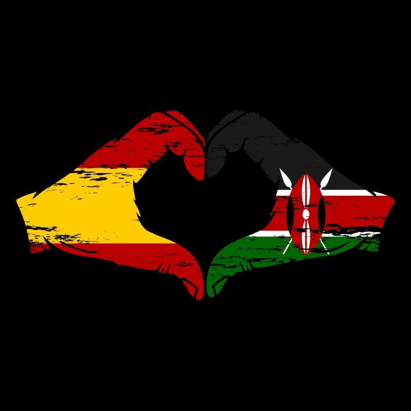 Espagne Kenya drapeau mains coeur utilisé