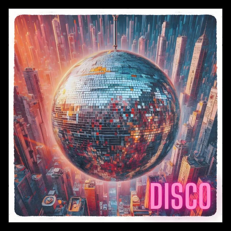 Discokugel vor Großstadt