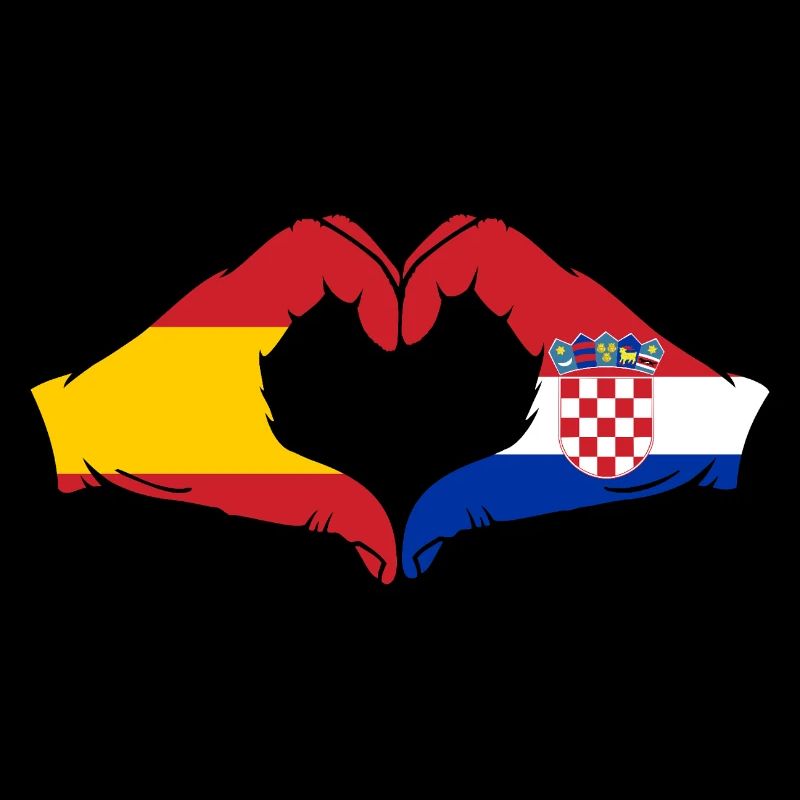Spain Croatia Flag Hands Heart