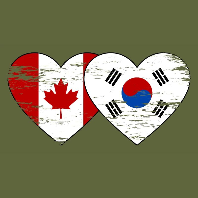 Canada Corée du Sud Drapeau Coeur Utilisé
