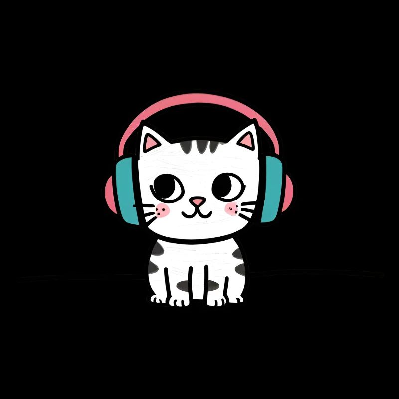 Chat mignon avec des écouteurs Doodle