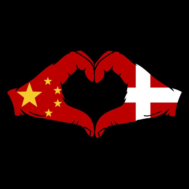 China Denmark Flag Hands Heart Shape