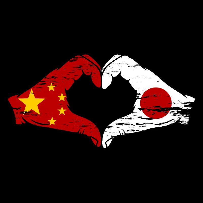 Chine Japon drapeau mains forme de coeur utilisé