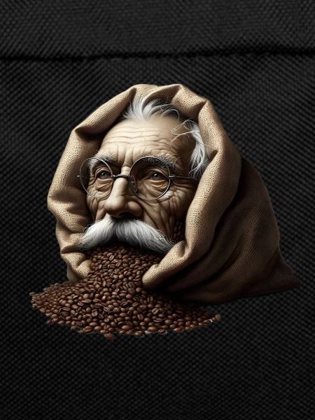Mann in Kaffeebohnen