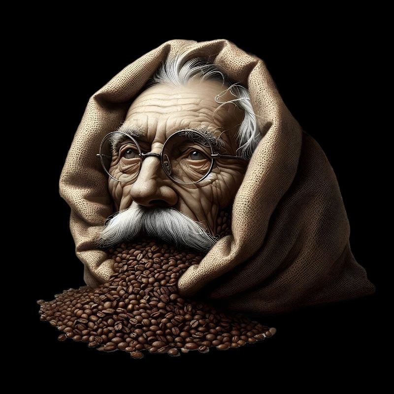 Mann in Kaffeebohnen