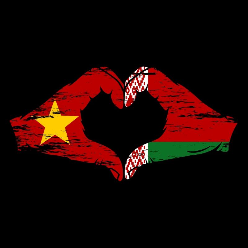 Vietnam Belarus Flag Hands Heart Shape Used