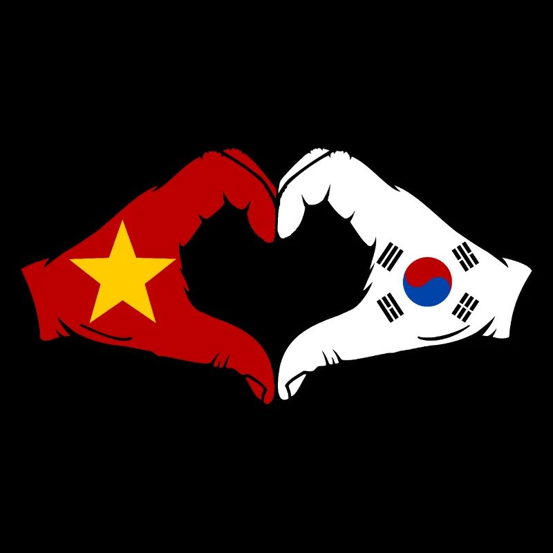 Vietnam Corée du Sud Drapeau Mains Coeur Forme