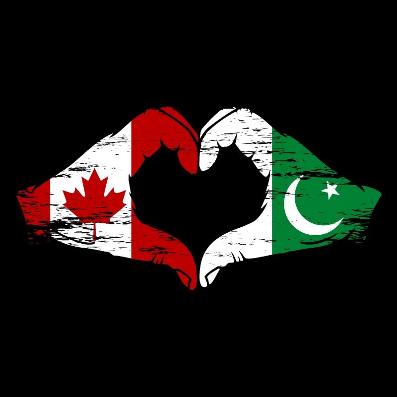 Drapeau du Canada Pakistan mains en forme de coeur utilisé