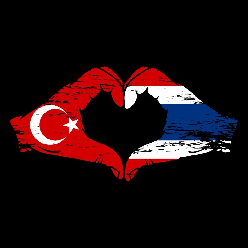 Turquie Drapeau de la Thaïlande mains en forme de coeur utilisé