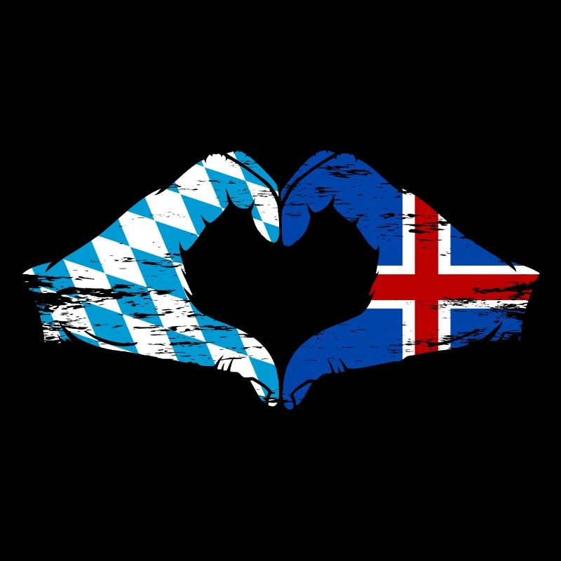 Bavière, Islande, drapeau, aiguilles, forme de coeur utilisé