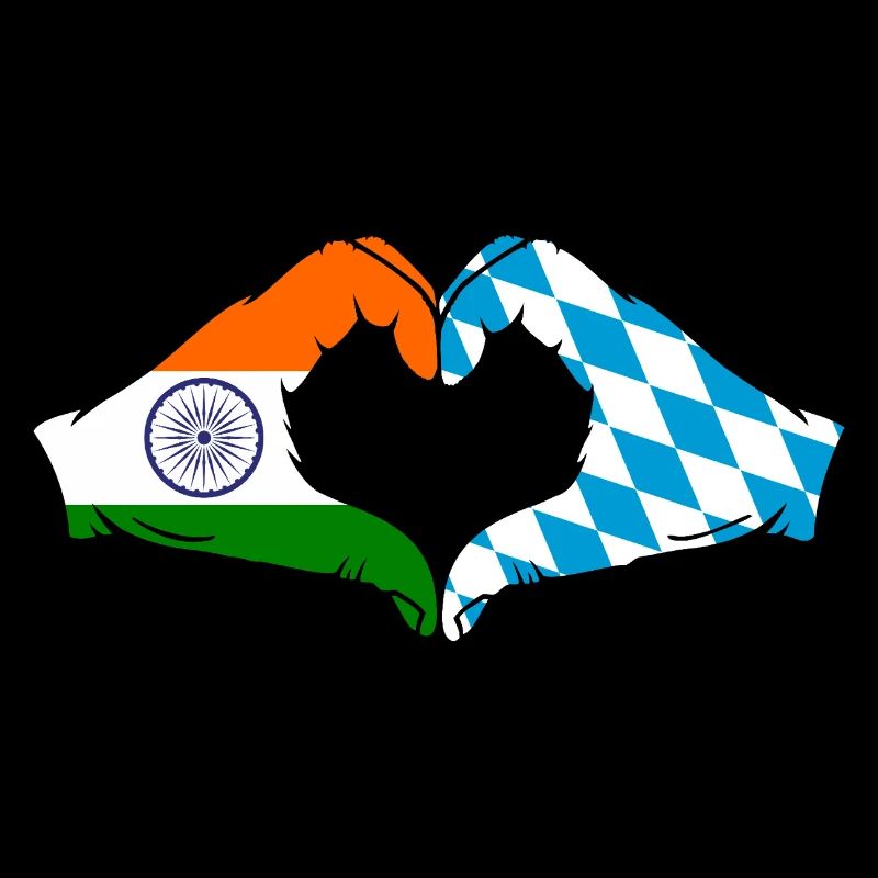 Inde Bavière drapeau mains coeur forme