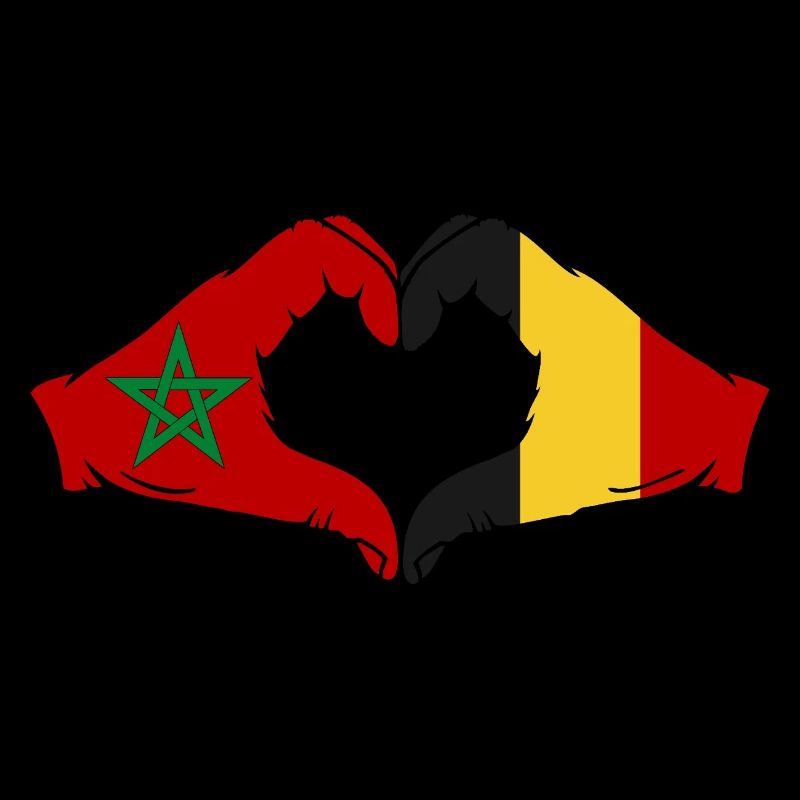 Morocco Belgium Flag Hands Heart Shape