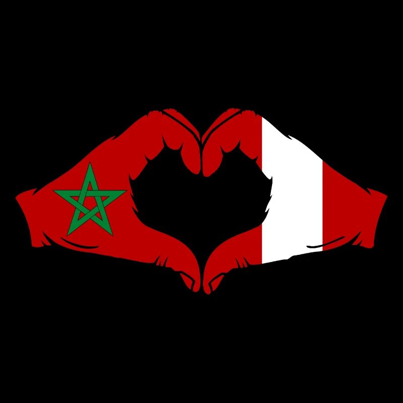Maroc Pérou Drapeau Mains Coeur Forme
