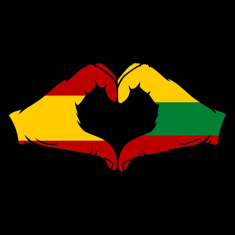 Espagne Lituanie Drapeau Mains Coeur Forme