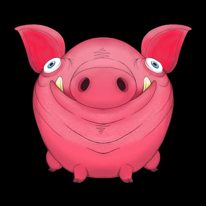 Mignon rond dessin animé cochon
