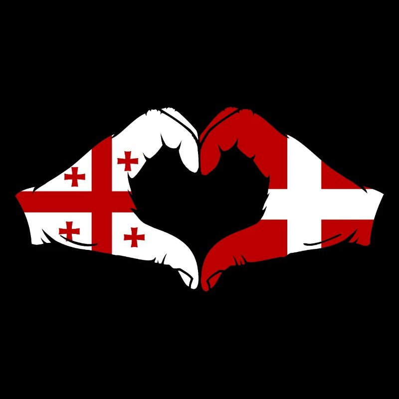 Géorgie Danemark drapeau main coeur forme