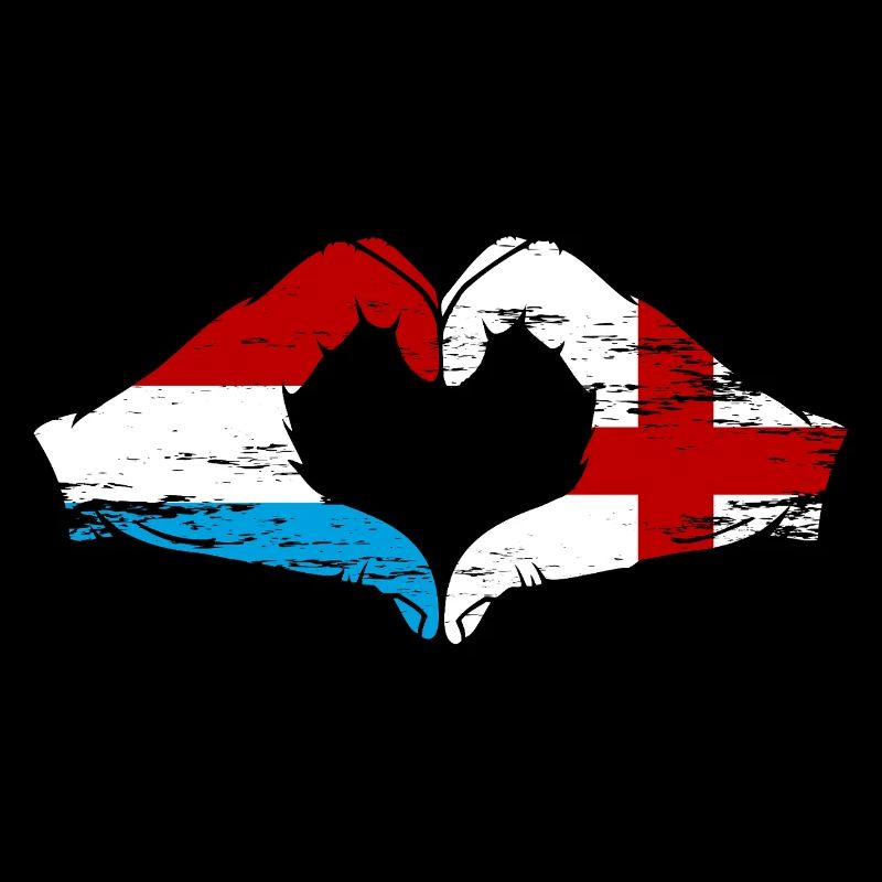 Luxembourg Angleterre Drapeau Mains Coeur Forme Utilisé