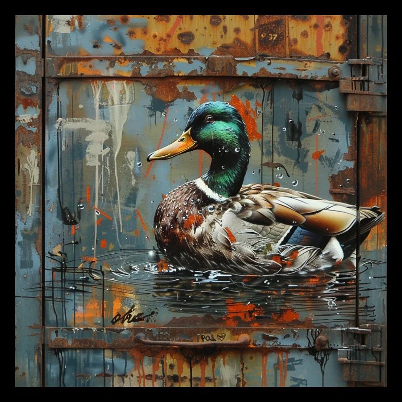 Graffiti Duck Rust Porte de conteneur en métal