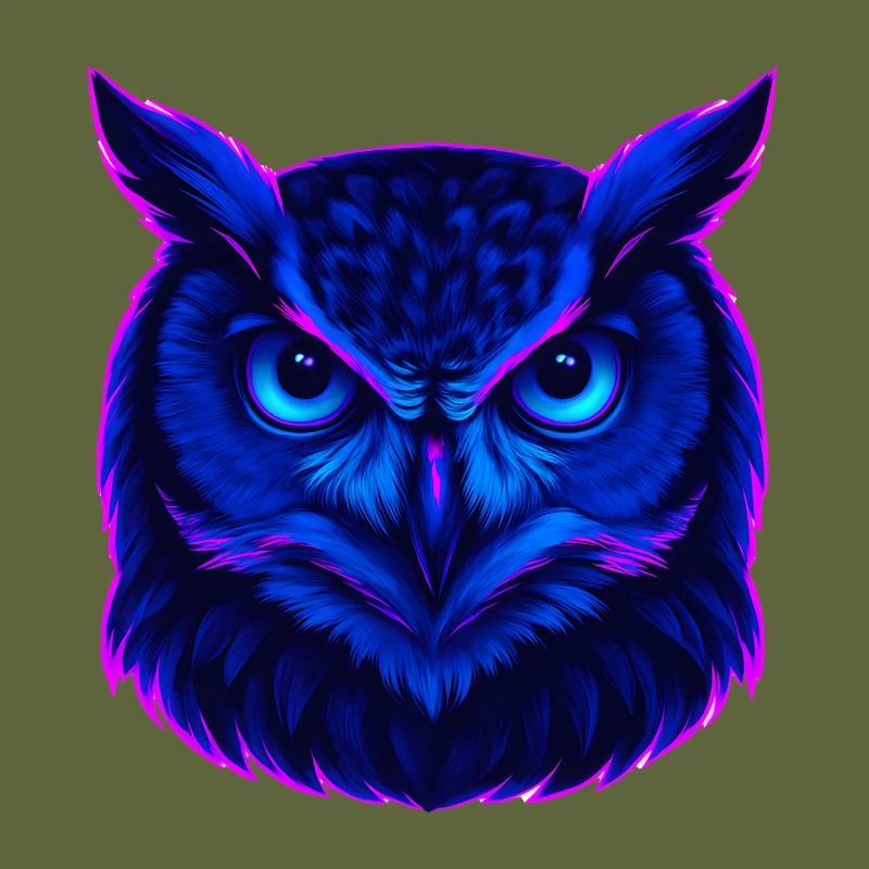 Neonblaue Eule mit intensivem Blick