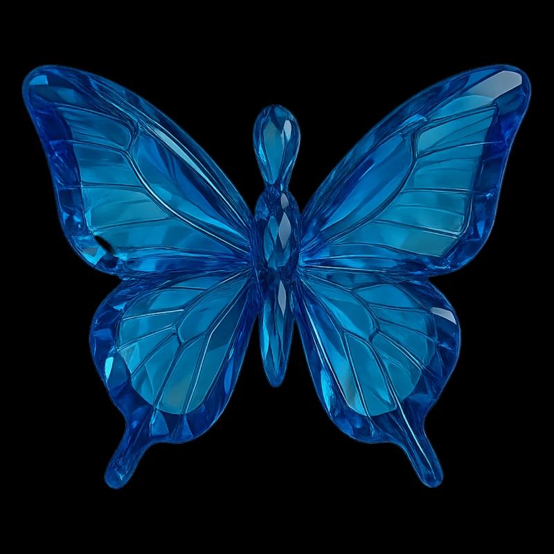 Blauer Schmetterling im glasklaren Design