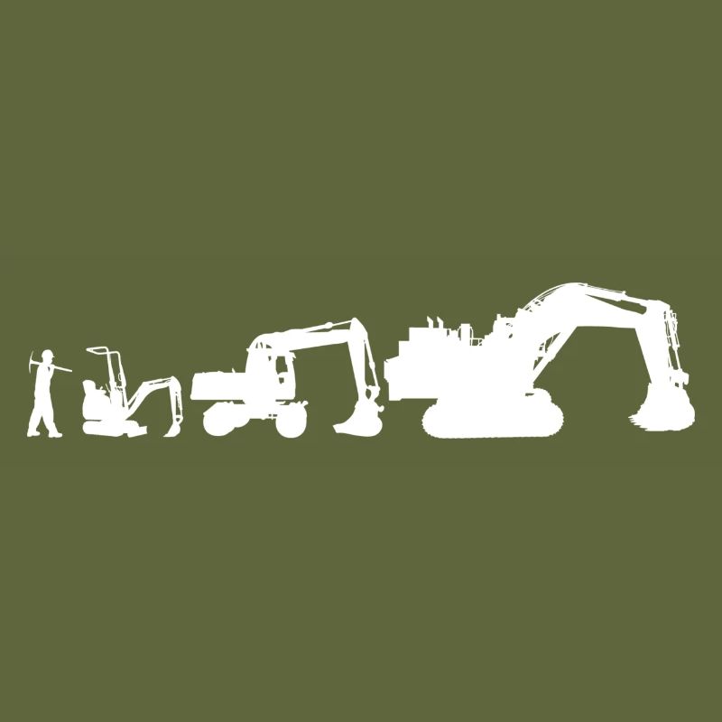 Evolution escavator T-shirt, retro shovel, construction site