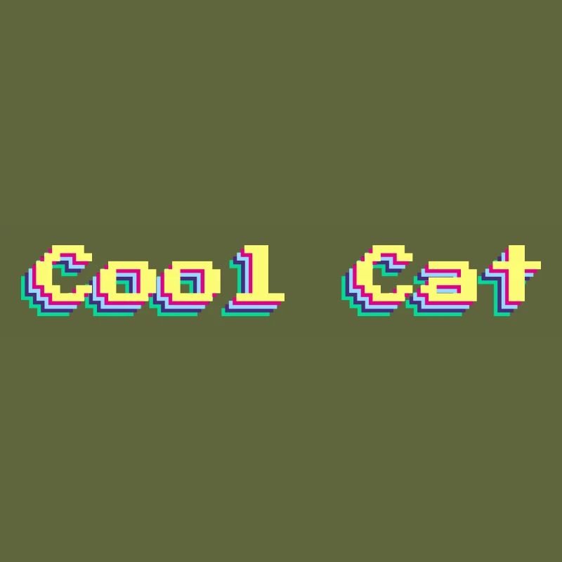 Cool Cat 90s Design 3D coloré Pixel Art