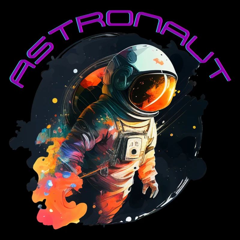 Kosmisches Abenteuer: Ein lebendiger und farbenfroher Astronaut