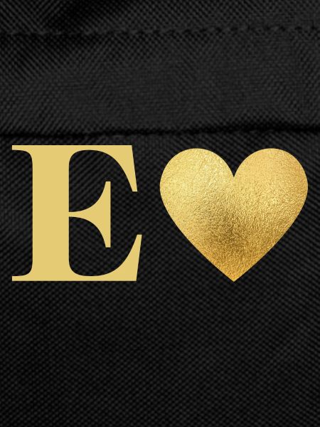 Letter e golden heart