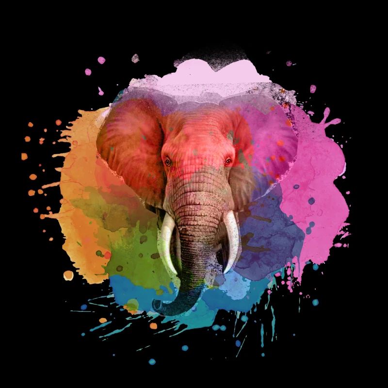 éléphant, bleu, coloré, peinture, coloré, aquarelle, graffiti