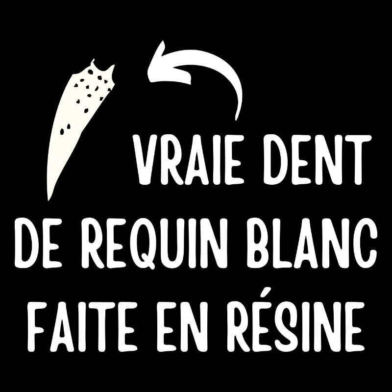 vraie dent de requin blanc faite en résine