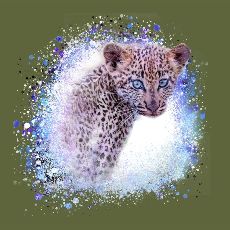 leopard, katze, wildkatze, graffiti, malerei,blau