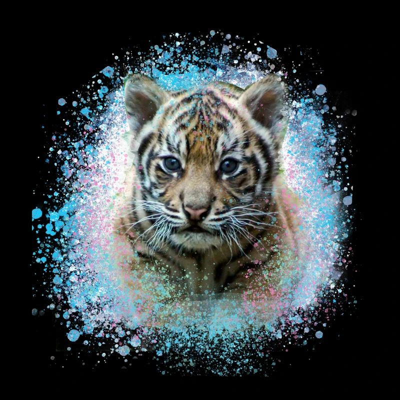 tigerbaby,tiger,blau,graffiti,malerei
