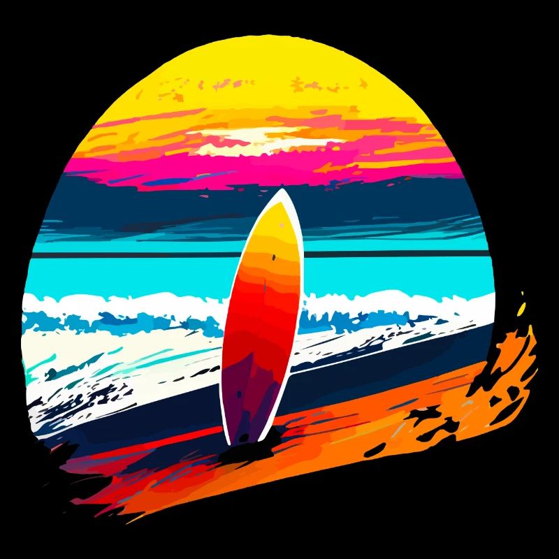 Sonnenuntergang mit Surfbrett