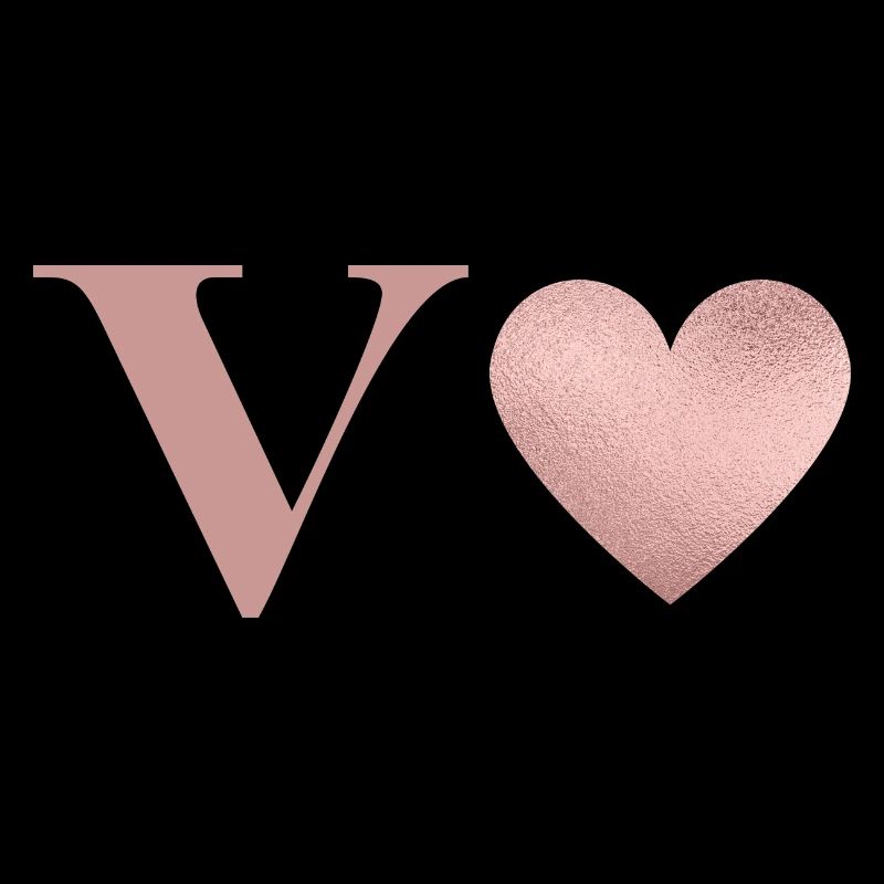 Letter V Heart Rose Gold