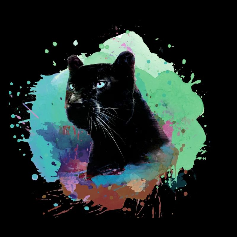panther,cheetah,leopard,black,colorful,graffiti