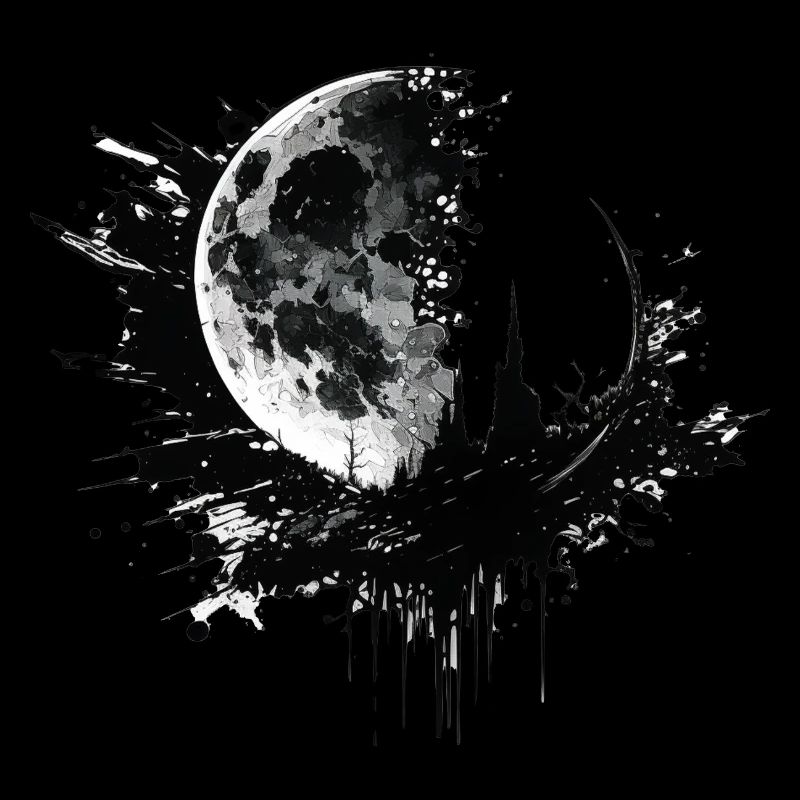 Mond Graffiti Schwarz