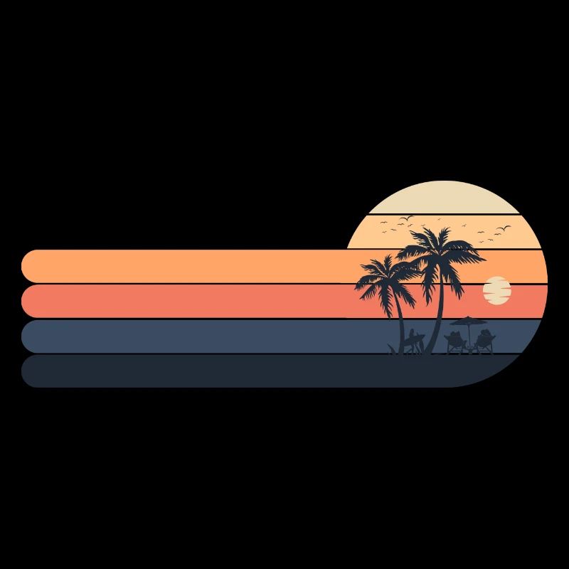 Retro sunset palm Trees