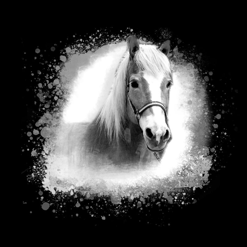haflinger, cheval, graffiti, peinture, tête de cheval, gris