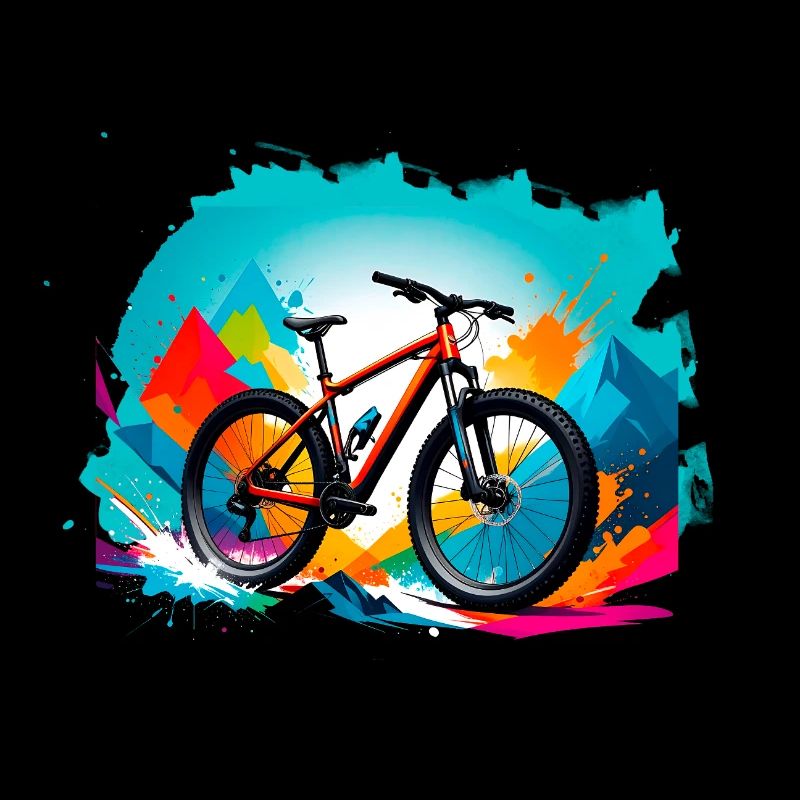 illustration,mountain bike,road bike,graffiti,mountains