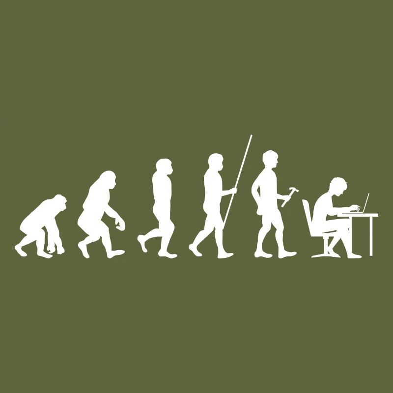 Evolution Arbeit Mann Lustiger Arbeiter Humor