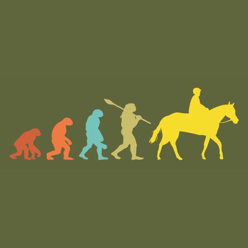 Vintage Evolution Pferd Reiter Geschenk