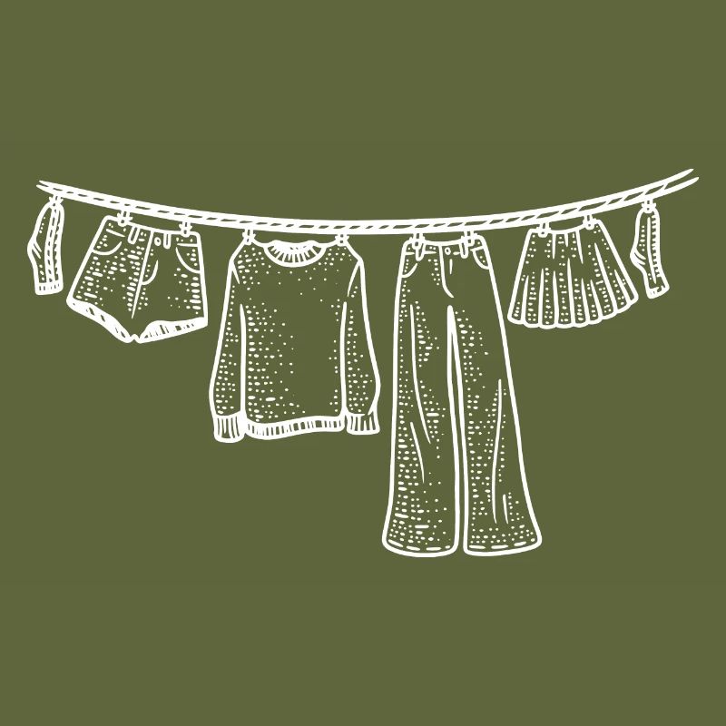Laundry Clothesline Hand Drawn Funny