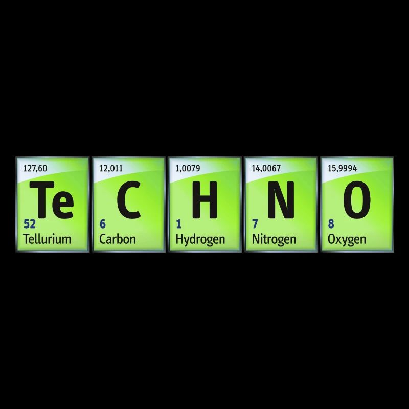 Periodensystem Carbon Nitrogen Oxygen TeCHNO grün