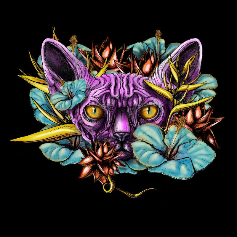 Sphinx Cat and the Flowers