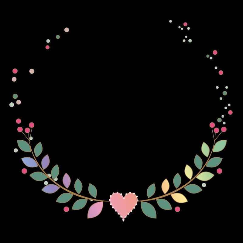 delicate frame from multi-colored branches and heart