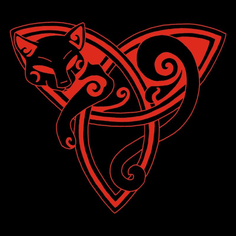 Celtic cat at rest (red)