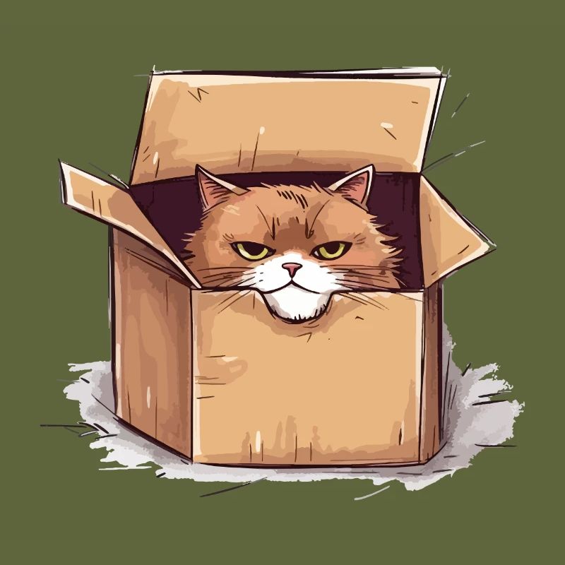 Cat grumpy grumpy grumpy sits in the box